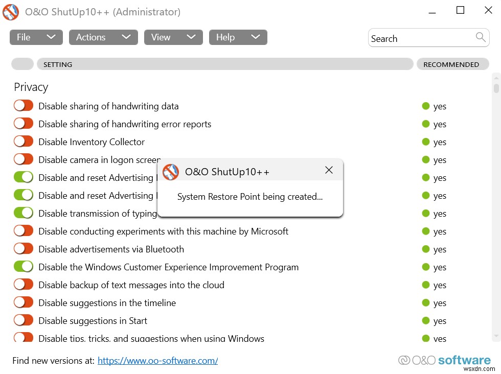 การตรวจสอบ O&O ShutUp10 – หยุด Microsoft จากการสอดแนมคุณ
