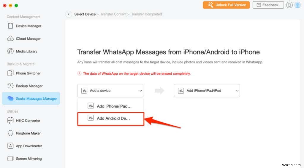 วิธีถ่ายโอนข้อมูล WhatsApp จาก Android ไปยัง iPhone 