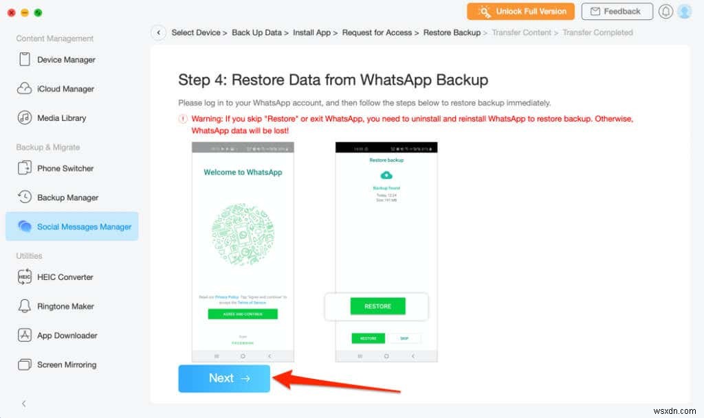 วิธีถ่ายโอนข้อมูล WhatsApp จาก Android ไปยัง iPhone 