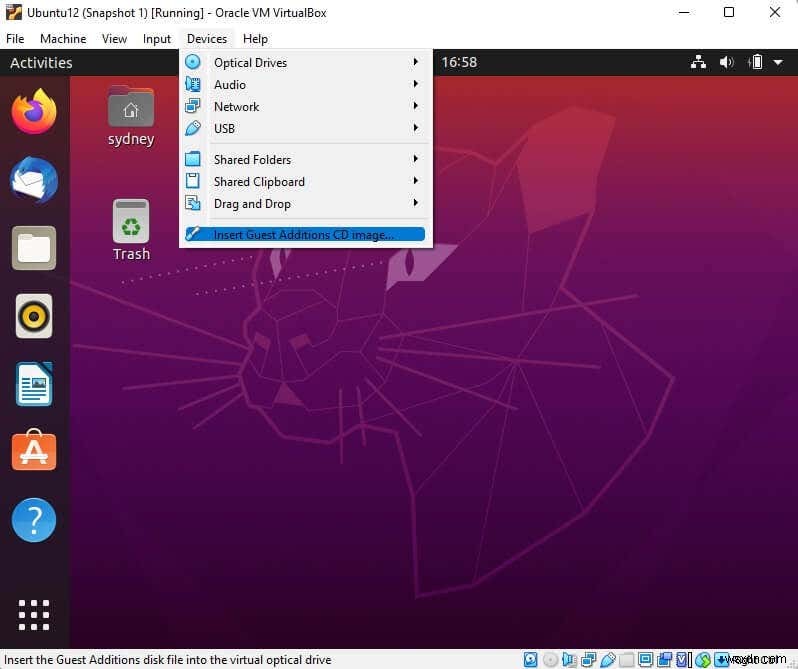 วิธีการติดตั้ง VirtualBox Guest Additions ใน Ubuntu