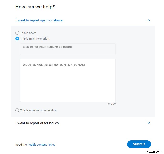 วิธีการรายงาน Subreddit 
