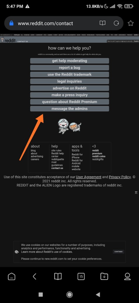 วิธีการรายงาน Subreddit 