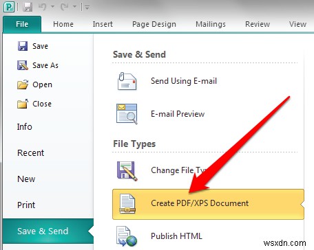 วิธีการแปลงไฟล์ Microsoft Publisher เป็น PDF