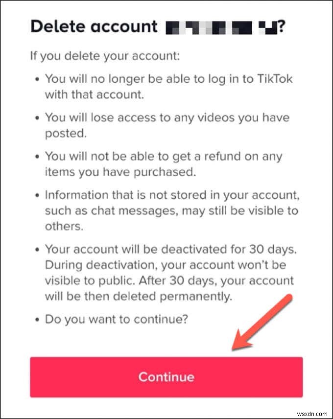 วิธีการลบบัญชี TikTok