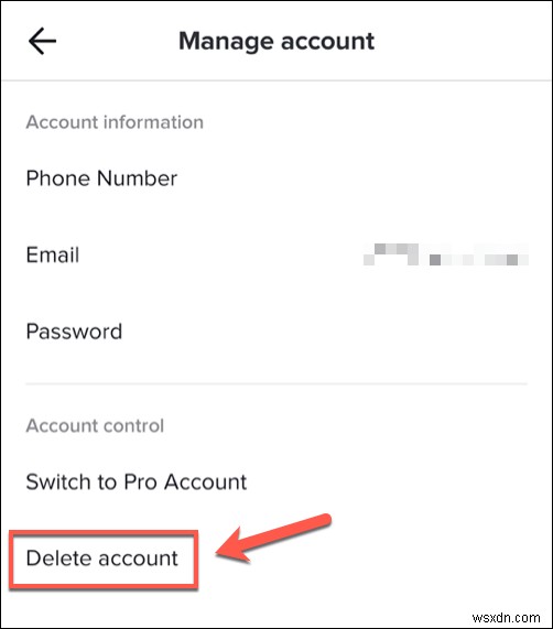 วิธีการลบบัญชี TikTok