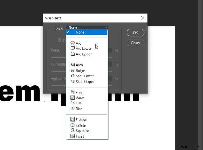 วิธีการโค้งข้อความใน Photoshop 