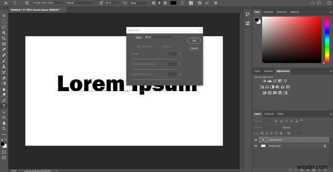 วิธีการโค้งข้อความใน Photoshop 