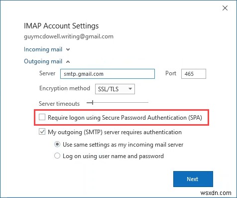 วิธีตั้งค่า Gmail IMAP ใน Outlook 