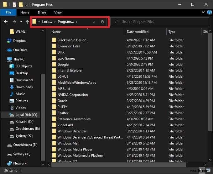 เปิดพรอมต์คำสั่งในโฟลเดอร์โดยใช้ Windows Explorer 