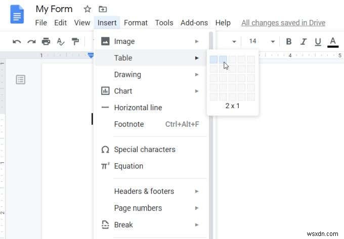 วิธีสร้างแบบฟอร์ม Google Docs ที่กรอกได้ด้วย Tables 