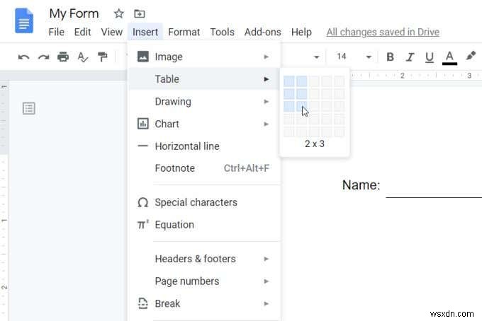 วิธีสร้างแบบฟอร์ม Google Docs ที่กรอกได้ด้วย Tables 