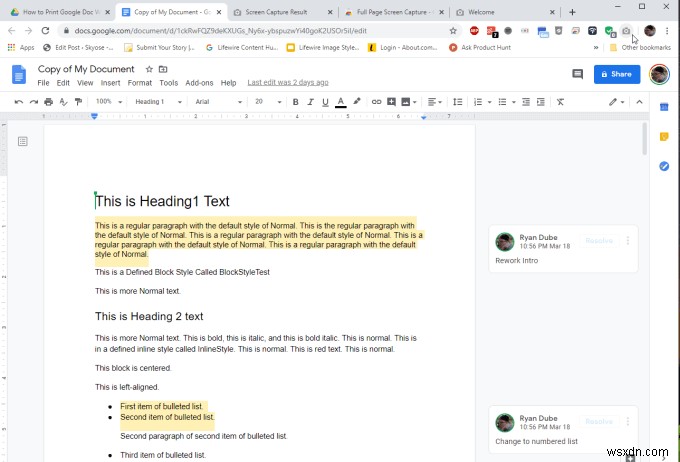 วิธีพิมพ์ Google Doc พร้อมความคิดเห็น 