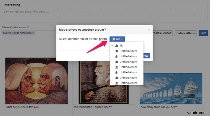 ย้ายรูปภาพไปยังอัลบั้มอื่นใน Facebook 