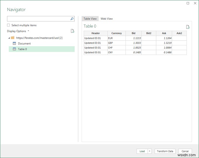 ดึงข้อมูล Excel จากหน้าเว็บโดยตรง 