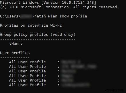 ค้นหารหัสผ่าน WiFi ใน Windows 10 โดยใช้ CMD 