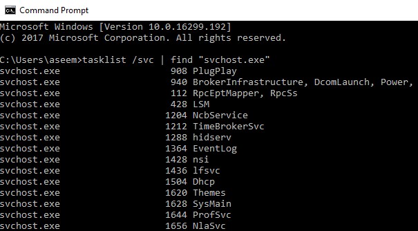 ดูรายการบริการที่โฮสต์โดยกระบวนการ svchost.exe ใน Windows 