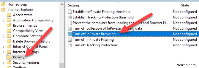 ปิดใช้งานหรือปิด InPrivate Browsing ใน Internet Explorer และ Microsoft Edge 