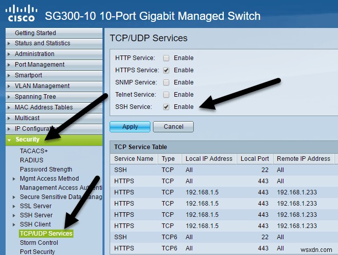 วิธีเปิดใช้งานการเข้าถึง SSH สำหรับสวิตช์ Cisco SG300 