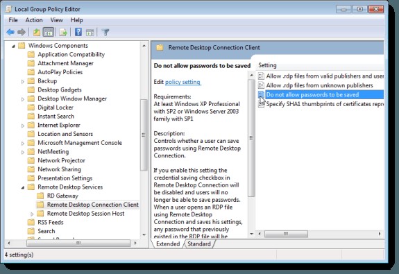 ป้องกันการบันทึกข้อมูลรับรองเดสก์ท็อประยะไกลใน Windows 