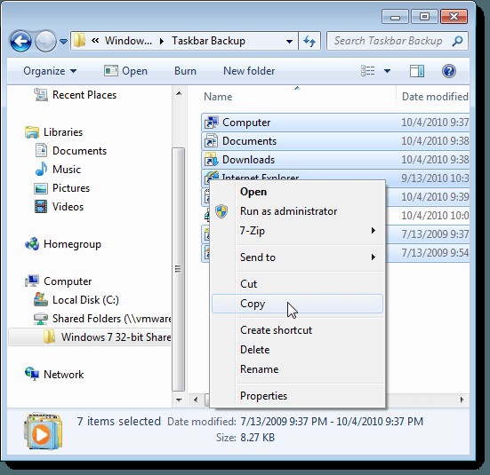 สำรองและกู้คืนรายการแถบงานที่ปักหมุดของคุณใน Windows 7/8/10 