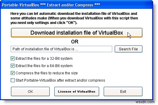 เรียกใช้ VirtualBox จากไดรฟ์ USB 