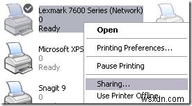 แชร์เครื่องพิมพ์จาก XP เป็น Windows 7/8/10 