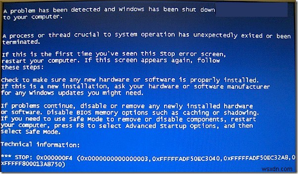 วิธีแก้ไขข้อผิดพลาดหน้าจอสีน้ำเงิน Stop:0x000000F4 ใน Windows 