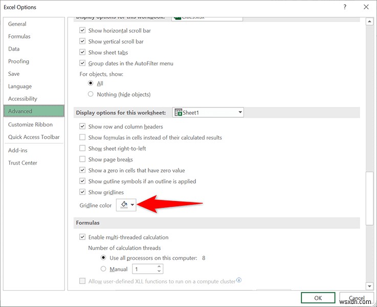 วิธีลบเส้นตารางใน Excel 