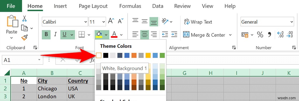 วิธีลบเส้นตารางใน Excel 