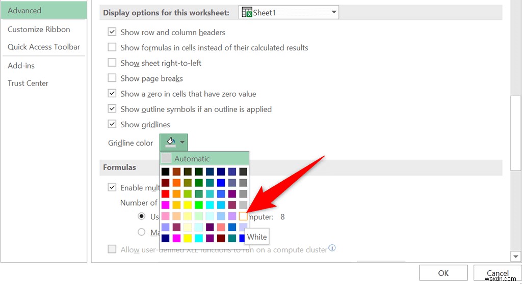 วิธีลบเส้นตารางใน Excel 