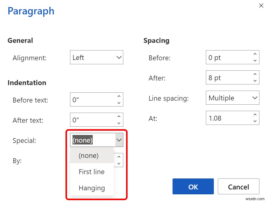 วิธีแก้ไขการเยื้องที่แขวนอยู่ใน Word 