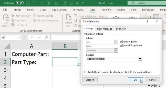 วิธีสร้างรายการดรอปดาวน์ที่เชื่อมโยงหลายรายการใน Excel 