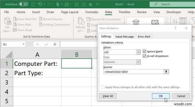 วิธีสร้างรายการดรอปดาวน์ที่เชื่อมโยงหลายรายการใน Excel 