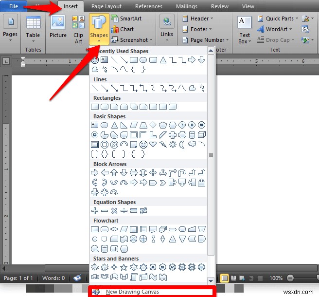 วิธีการวาดใน Microsoft Word 