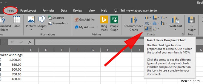 วิธีการสร้างแผนภูมิวงกลมใน Excel 