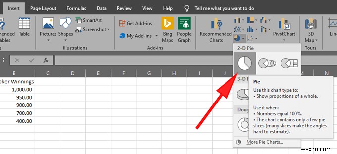 วิธีการสร้างแผนภูมิวงกลมใน Excel 