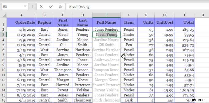 วิธีใช้ Flash Fill ใน Excel 