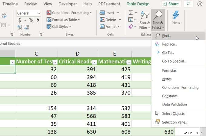 วิธีการค้นหาใน Excel 