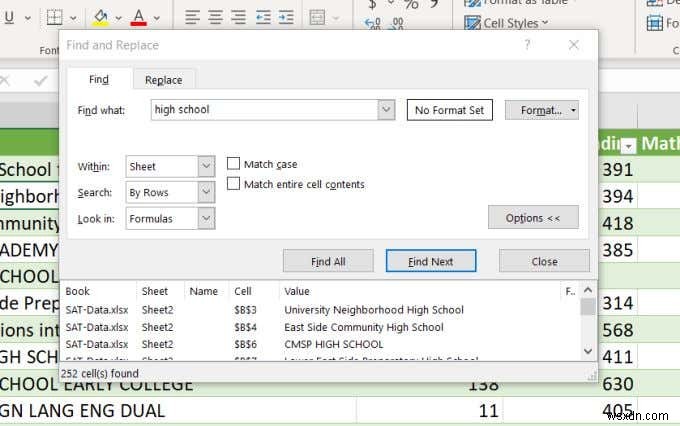 วิธีการค้นหาใน Excel 