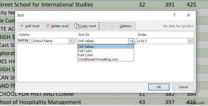 วิธีการเรียงตามตัวอักษรใน Excel 