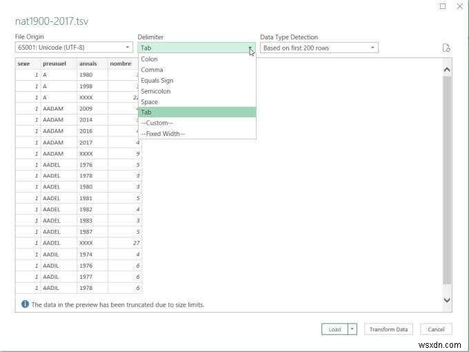 วิธีแทรก CSV หรือ TSV ลงในแผ่นงาน Excel 