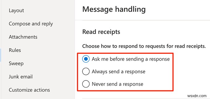 วิธีตั้งค่าใบตอบรับการอ่านใน Outlook 