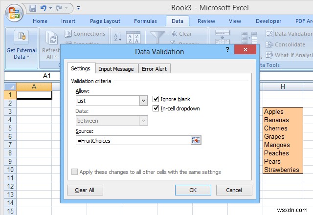 ใช้ชื่อช่วงไดนามิกใน Excel สำหรับดรอปดาวน์ที่ยืดหยุ่น 