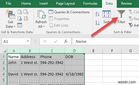 วิธีการลบบรรทัดว่างใน Excel