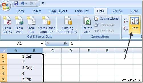 วิธีการลบบรรทัดว่างใน Excel