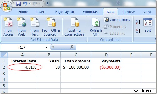 การใช้เครื่องมือค้นหาเป้าหมายการวิเคราะห์แบบ What-If ของ Excel