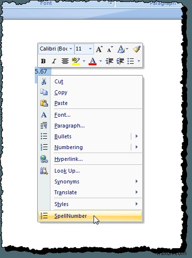 สะกดตัวเลขอย่างรวดเร็วใน Word และ Excel 