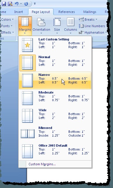 เปลี่ยนระยะขอบเริ่มต้นที่ใช้ในเอกสาร Word ใหม่ 