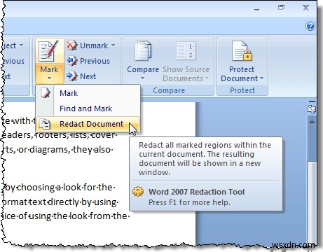 ซ่อนข้อมูลที่เป็นความลับในเอกสาร Word 2007/2010 