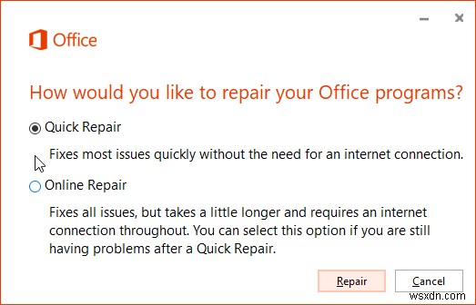 วิธีซ่อมแซม Microsoft Office เวอร์ชันใดก็ได้ 